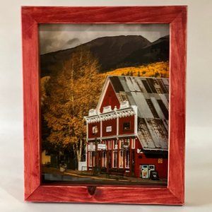 Rustic Picture Frame, 8"x10", Town of Crested Butte, Photo Included, Barn Red